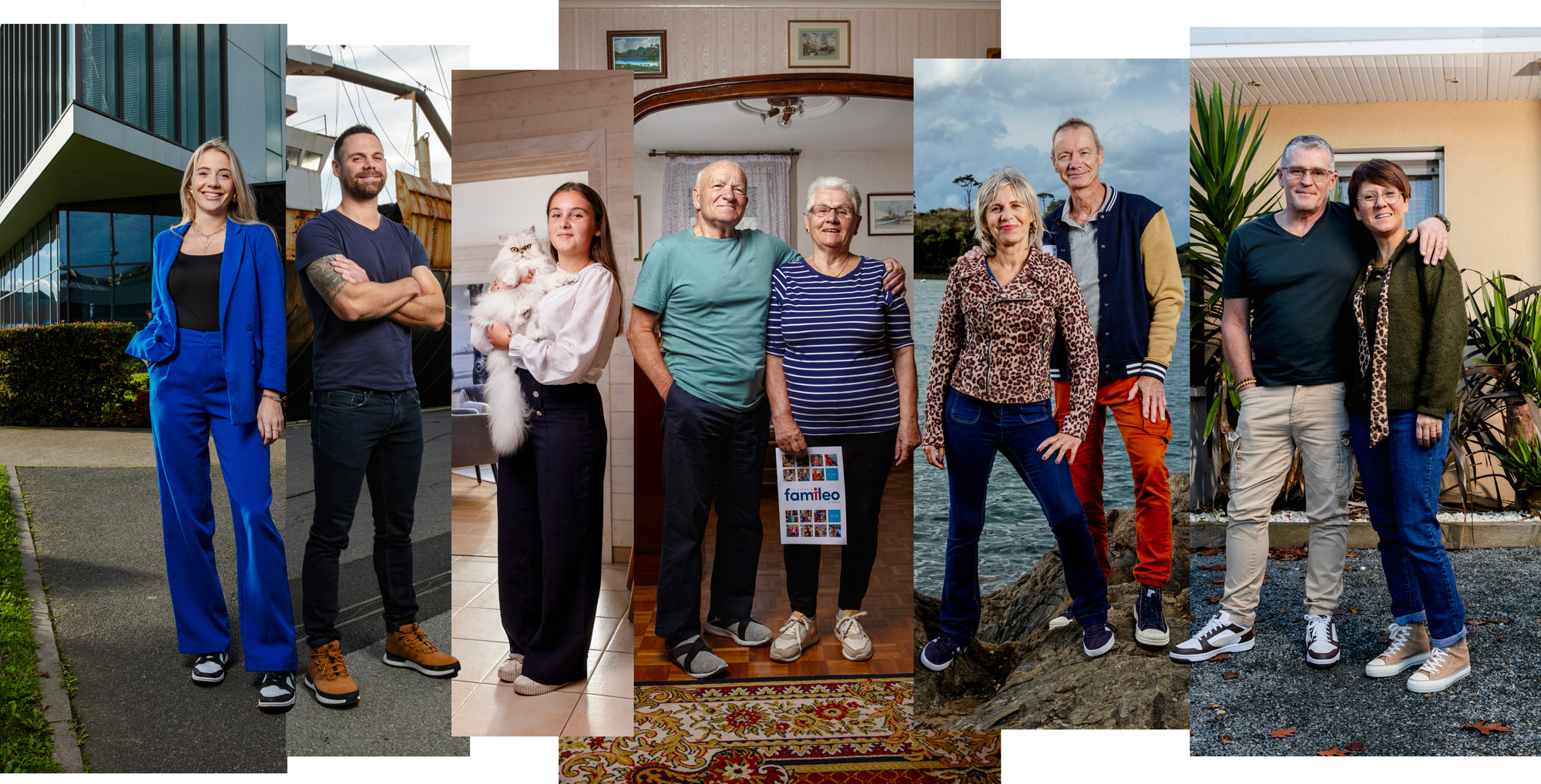 Photo famille avec une gazette famileo